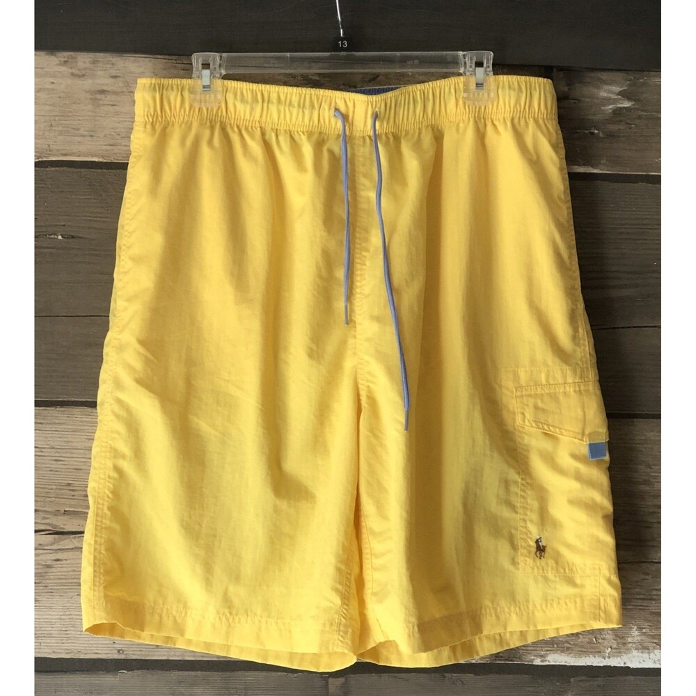 POLO RALPH LAUREN Men’s L Yellow Drawstring Lined Pockets Board Shorts Trunks